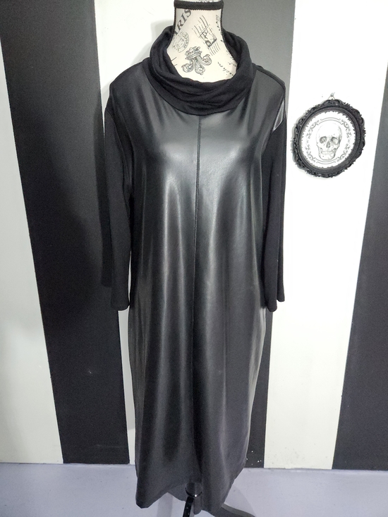 Joseph Ribkoff Dresses & Skirts - Joseph Ribkoff Black Faux Leather Front Long Sleeve Dress
